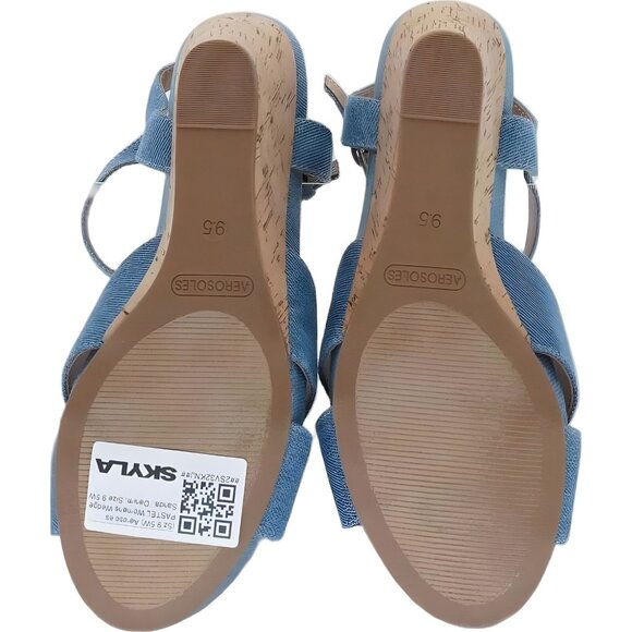 Aerosoles Denim Wedge Sandals for Women, Size 9.5W - Picture 6 of 6